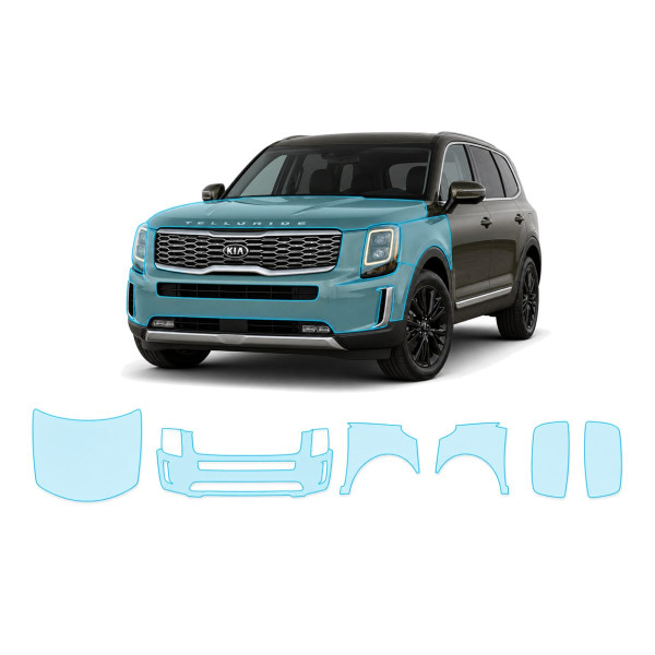 Антигравійна захисна бронеплівка за лекалами для Kia Telluride I 2019- передня частина авто (капот бампер крила))