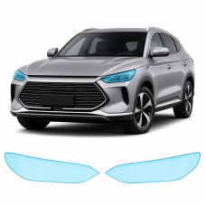 Антигравийная защитная бронепленка по лекалам для BYD Song Plus I 2020-2022 - оптика (фары и ПТФ)