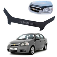Дефлектор капота мухобойка Chevrolet Aveo T250 2006-2011 Седан Voron Glass