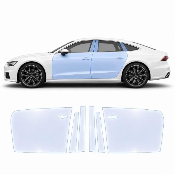 Антигравийная защитная бронепленка по лекалам для Audi A7 C8 2018-2022 - зоны дверей и стойки окон