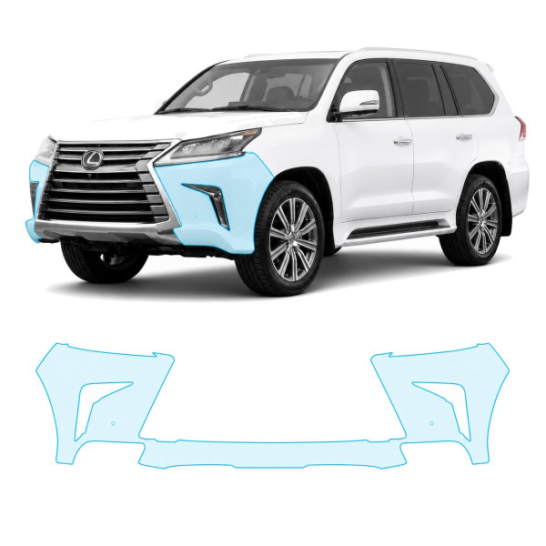 Антигравійна захисна бронеплівка за лекалами для Lexus LX J200 facelift 2 2016-2021 - передній бампер