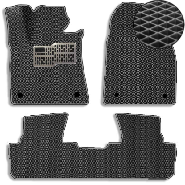 3D EVA Коврики в салон для Lexus RX 350 2009-2015 с подпятником Черные-Серый кант 5 шт