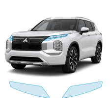 Антигравийная защитная бронепленка по лекалам для Mitsubishi Outlander IV 2021- оптика (фары и ПТФ)