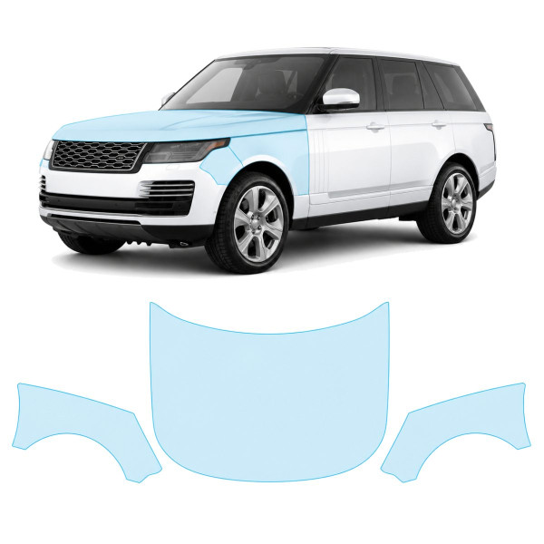Антигравійна захисна бронеплівка за лекалами для Land Rover Range Rover L405 facelift 2018-2022 - капот і передні крила