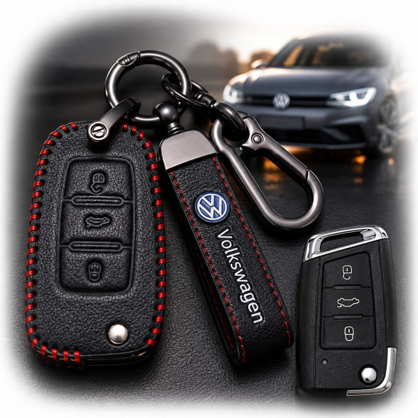 Чохол для автоключів Volkswagen із Брелоком Карабін (3 кнопки Викидний ключ №1)