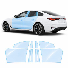Антигравийная защитная бронепленка по лекалам для BMW i4 G26 2021- зоны дверей и стойки окон