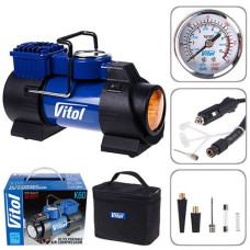 Автомобільний компресор Vitol 150psi 15Amp 40л Провід 3 м Шланг 1 м R13-16 Ліхтар (K-60)