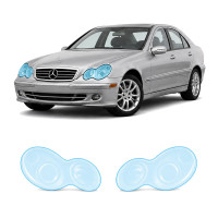 Антигравийная защитная бронепленка по лекалам для Mercedes-Benz C-Class W203 facelift 2004-2007 - оптика (фары и ПТФ)