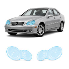 Антигравійна захисна бронеплівка за лекалами для Mercedes-Benz C-Class W203 facelift 2004-2007 - оптика (фари та ПТФ)