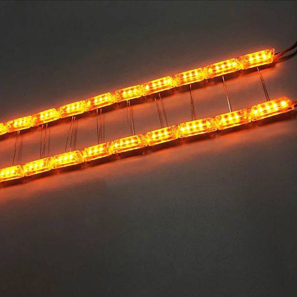 Дневные ходовые огни ДХО гибкие 12v / 60 см / с бегущим поворотом / 16 Кристалов / Белые 2 шт