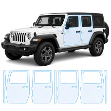 Антигравийная защитная бронепленка по лекалам для Jeep Wrangler JL 2018-2023 - зоны дверей и стойки окон