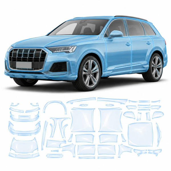 Антигравийная защитная бронепленка по лекалам для Audi Q7 4M facelift 2020-2024 - полный кузов