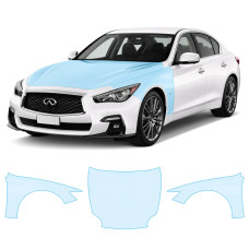 Антигравійна захисна бронеплівка за лекалами для Infiniti Q50 V37 facelift 2018-2023 - капот і передні крила