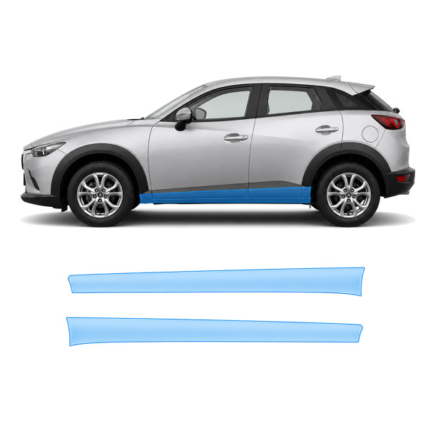 Антигравийная защитная бронепленка по лекалам для Mazda CX-3 DK 2015-2021 - нижняя зона кузова пороги