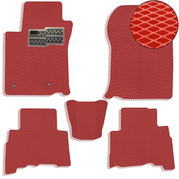 Килимки в салон EVA для Toyota Prado 150 2010-2021 (Металевий підп'ятник) Червоні 5 шт