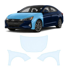 Антигравийная защитная бронепленка по лекалам для Hyundai Elantra AD facelift 2019-2020 - капот и передние крылья