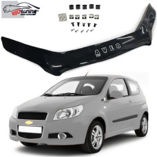 Дефлектор капоту мухобійка Chevrolet Aveo 2008-2012 Хетчбек Євро Кріплення (Vip Tuning)
