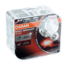 Автолампа Галогенная Osram +100% Night Breaker Silver 12V H7 55W 2 шт Оригінал (64210 NBS-BOX)