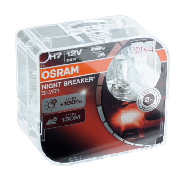 Автолампа Галогенная Osram +100% Night Breaker Silver 12V H7 55W 2 шт Оригинал (64210 NBS-BOX)
