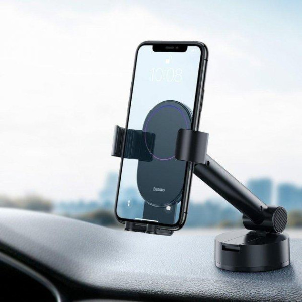 Автотримач для телефону BASEUS Simplism на присосці телескоричне захоплення під вагою Чорний (SUYL-JY01)