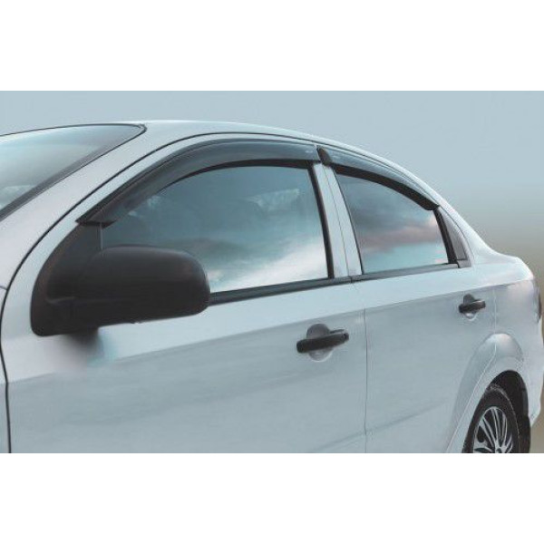 Дефлектори вікон вітровики Chevrolet Aveo T250 2006-2012 Седан Скотч 3M Voron Glass
