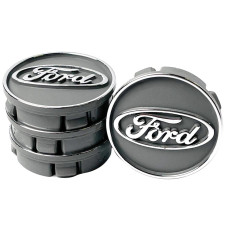 Ковпачки на литі диски Ford 60х55 мм об'ємний логотип Сірі 4 шт