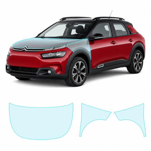 Антигравійна захисна бронеплівка за лекалами для Citroen C4 Cactus I facelift 2018-2020 - капот і передні крила