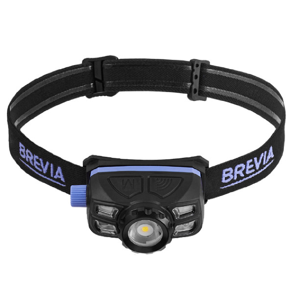 Фонарь налобный Brevia 400Lm, 5W LED, Zoom, Sensor, 1400mAh IP65
