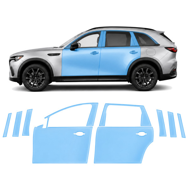 Антигравийная защитная бронепленка по лекалам для Mazda CX-70 2024- зоны дверей и стойки окон