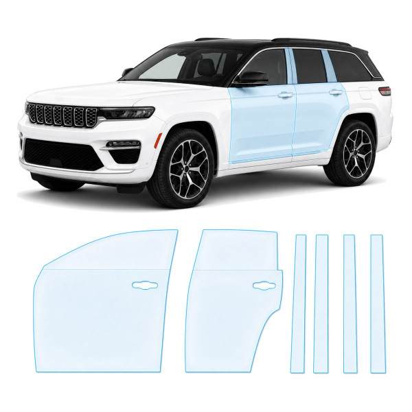 Антигравийная защитная бронепленка по лекалам для Jeep Grand Cherokee WL 2022- зоны дверей и стойки окон