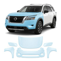 Антигравийная защитная бронепленка по лекалам для Nissan Pathfinder R53 2022- передняя часть авто (капот бампер фары крылья)