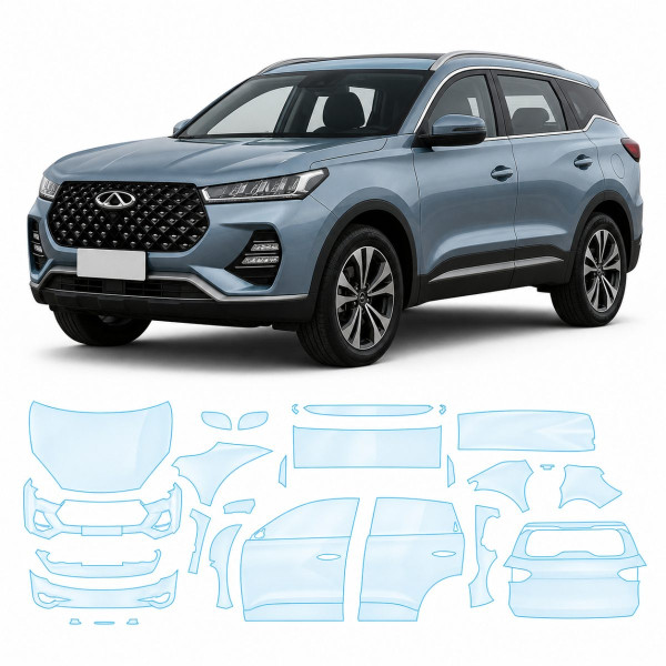 Антигравийная защитная бронепленка по лекалам для Chery Tiggo 7 Pro I 2020-2022 - полный кузов