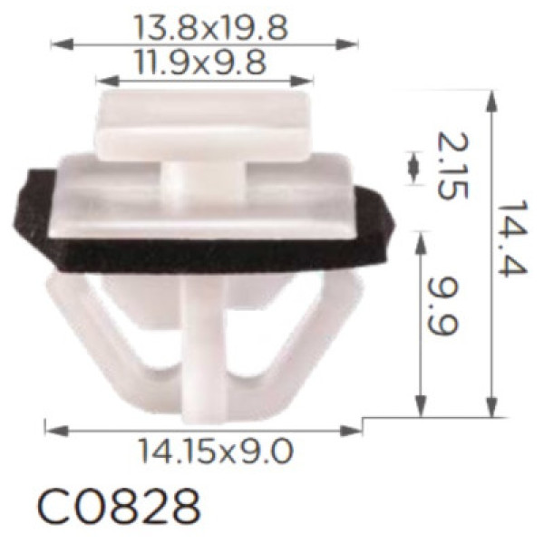 Кліпса кріплення молдингу HYUNDAI KIA NISSAN RENAULT TOYOTA (877562E000 87756-2E000 33031016 15208) C0828