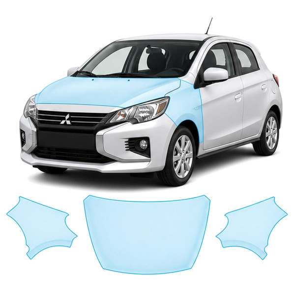 Антигравийная защитная бронепленка по лекалам для Mitsubishi Colt/Space Star VII facelift 2016-2023 - капот и передние крылья