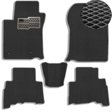 Коврики в салон EVA для Toyota Prado 150 2010-2021 (Металлический подпятник) Черные-Серый кант 5 шт