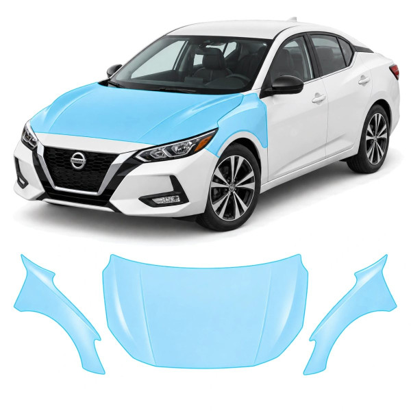 Антигравійна захисна бронеплівка за лекалами для Nissan Sentra B18 2020-2023 - капот і передні крила