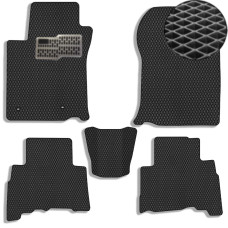 Коврики в салон EVA для Toyota Prado 150 2010-2021 (Металлический подпятник) Черные-Черый кант 5 шт