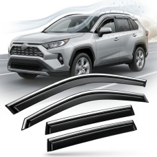 Дефлекторы окон ветровики Benke для Toyota Rav 4 2018- (Хром Молдин Нержавеюка 3D)