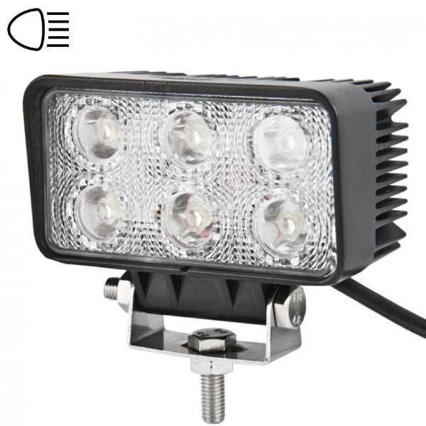 LED фара Brevia Sport Дальний свет 10-30V 18W (6x3W) 1320Lm EPISTAR WHITE Алюминиевый корпус IP68 (10612QSX1)