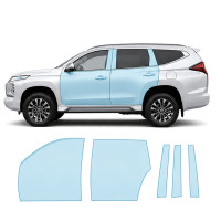 Антигравійна захисна бронеплівка за лекалами для Mitsubishi Pajero Sport III facelift 2019- зони дверей і стійки вікон