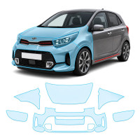 Антигравийная защитная бронепленка по лекалам для Kia Picanto JA facelift 2020- передняя часть авто (капот бампер фары крылья)
