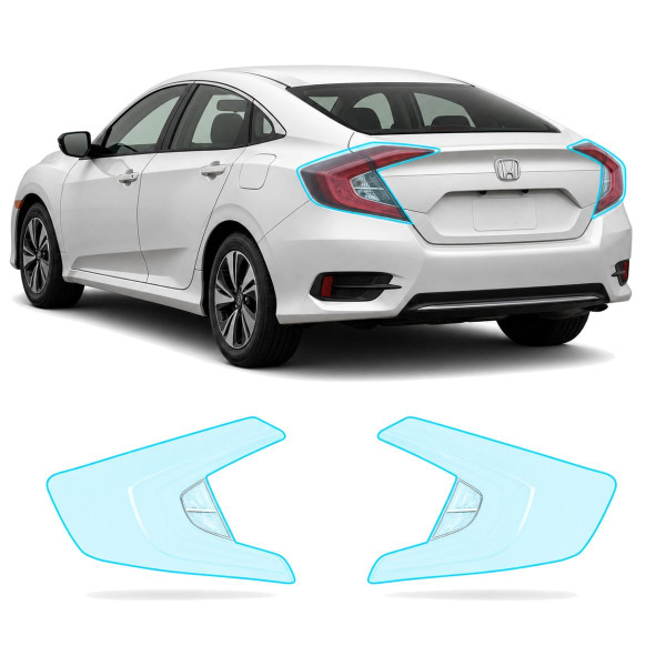 Антигравийная защитная бронепленка по лекалам для Honda Civic X 2015-2018 - задние фонари стопы