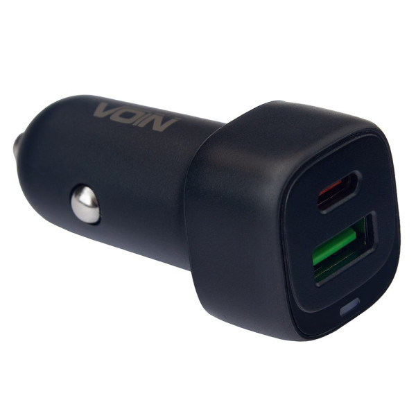 Автомобильное зарядное устройство VOIN 38W, 1USB QC3.0 18W + 1PD 20W, 12/24V (C-36213)