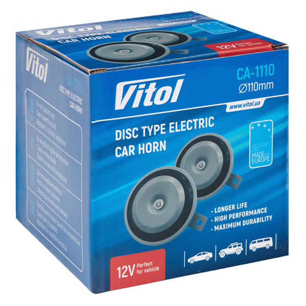 Сигнал дисковий Vitol 12V Ø110 мм (CA-1110)