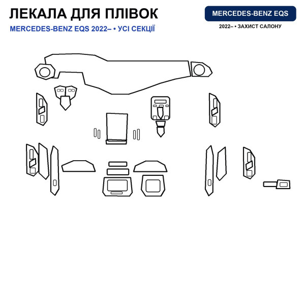 Набір Плівок захисних для салону Mercedes-Benz EQS (V297) 2021- TPH (Кансолі Дисплея Ручок)