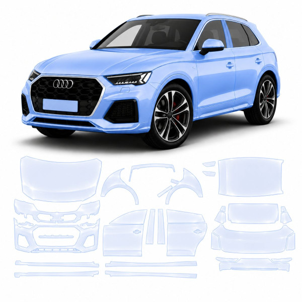 Антигравійна захисна бронеплівка за лекалами для Audi Q5 FY facelift 2021-2024 - повний кузов