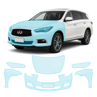 Антигравийная защитная бронепленка по лекалам для Infiniti QX60 L50 facelift 2016-2020 - передняя часть авто (капот бампер фары крылья)
