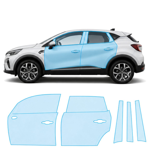 Антигравийная защитная бронепленка по лекалам для Mitsubishi ASX III 2023- зоны дверей и стойки окон