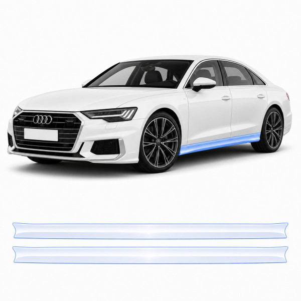Антигравийная защитная бронепленка по лекалам для Audi A8 D5 facelift 2022- нижняя зона кузова пороги