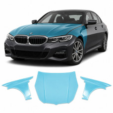 Антигравийная защитная бронепленка по лекалам для BMW 3 Series G20 2019-2022 - капот и передние крылья